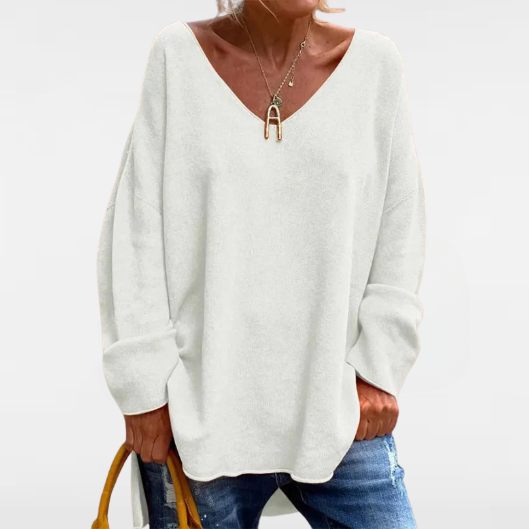Yvette | Elegante losse blouse met V-hals voor dames – Lichtgewicht soepelvallende top