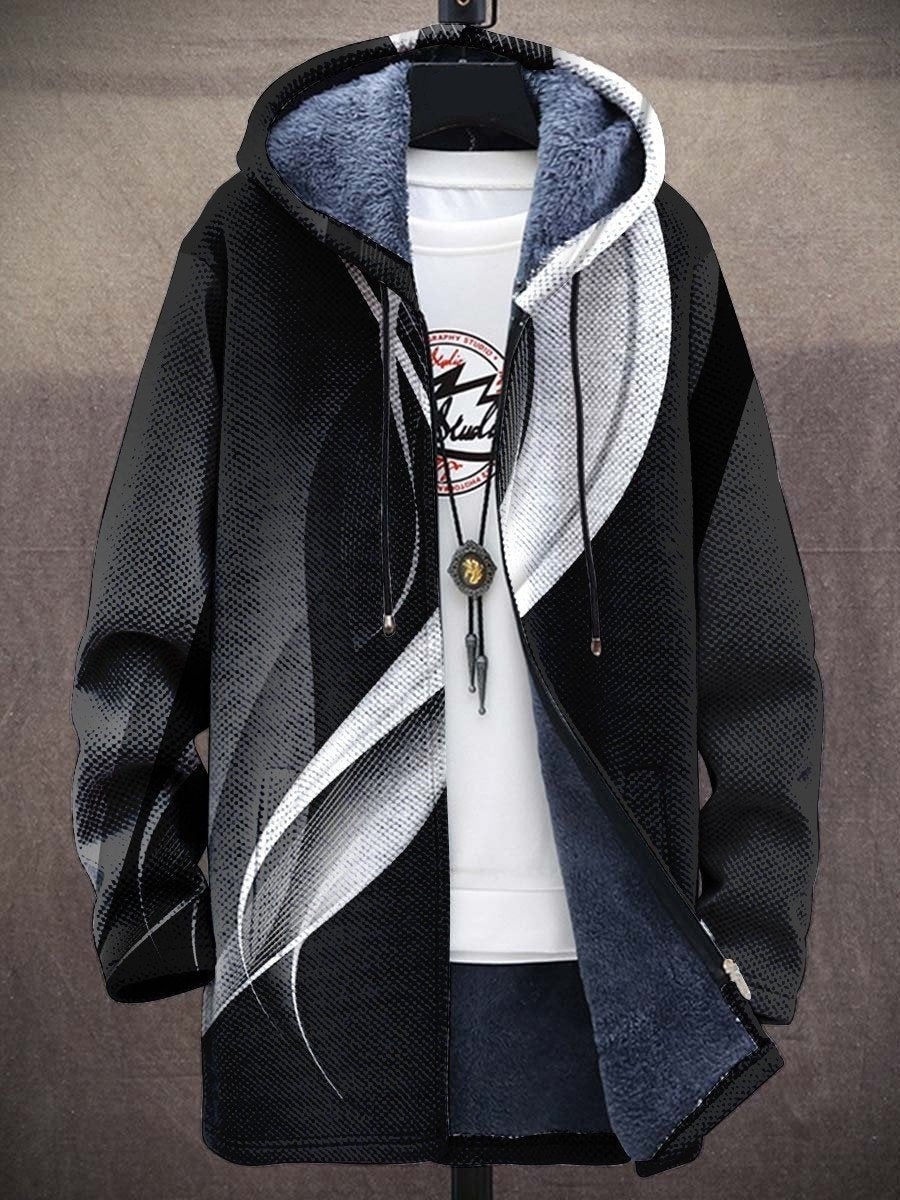 UrbanInk | Unisex 3D Graffiti lang jasje met fleecevoering en capuchon – Streetwear, casual bovenkleding