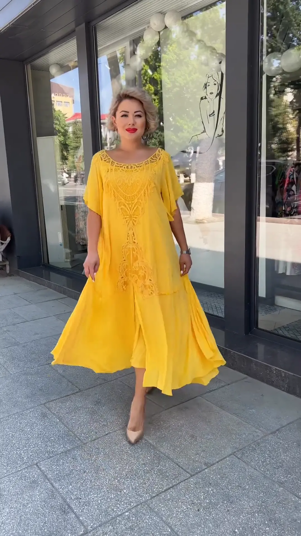 Fylia | Klassieke zomerjurk voor dames – comfortabele lichtgewicht casual midi-jurk