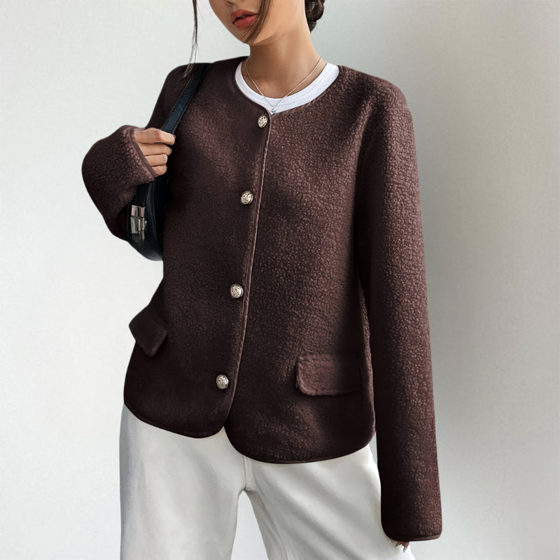 Rabea | Elegante ronde hals cardigan – zacht gebreid, lichtgewicht, met knopen of open voorkant