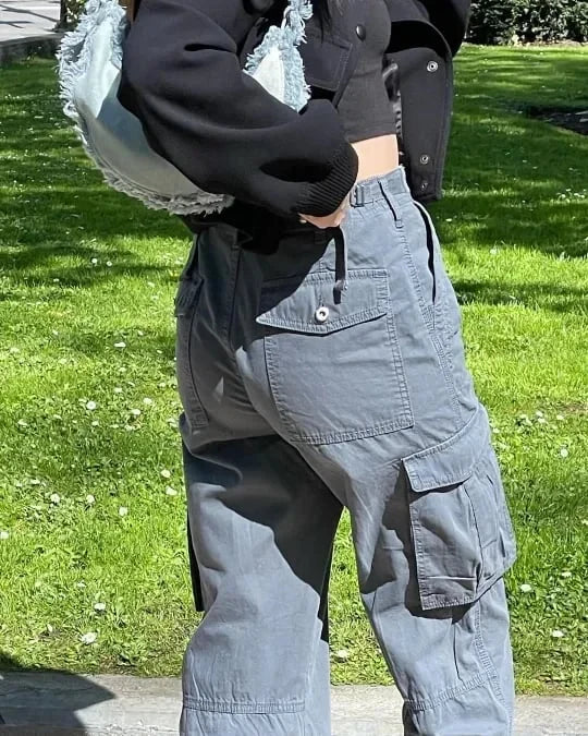 Clarion | Damen-Hose mit weitem Bein und verstellbarem Bund – Utility-Hose mit vielen Taschen