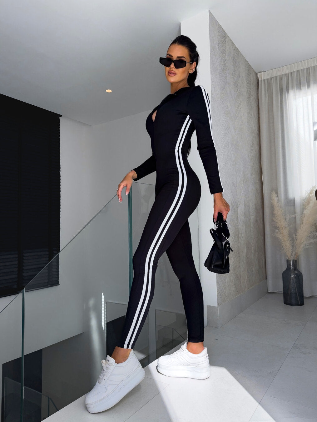 Galessa | Jumpsuit met Lange Mouwen en Rits – Stijlvolle Sportieve Eendelige Outfit met Slim Fit