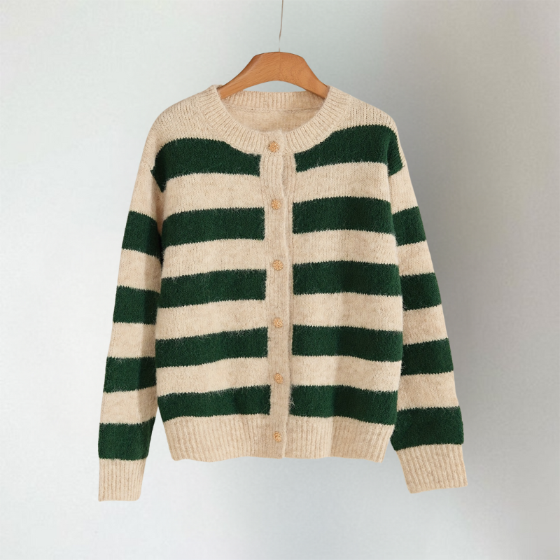 Rieke | Dames Elegante Gestreepte Cardigan – Zacht Gebreid, Lichtgewicht