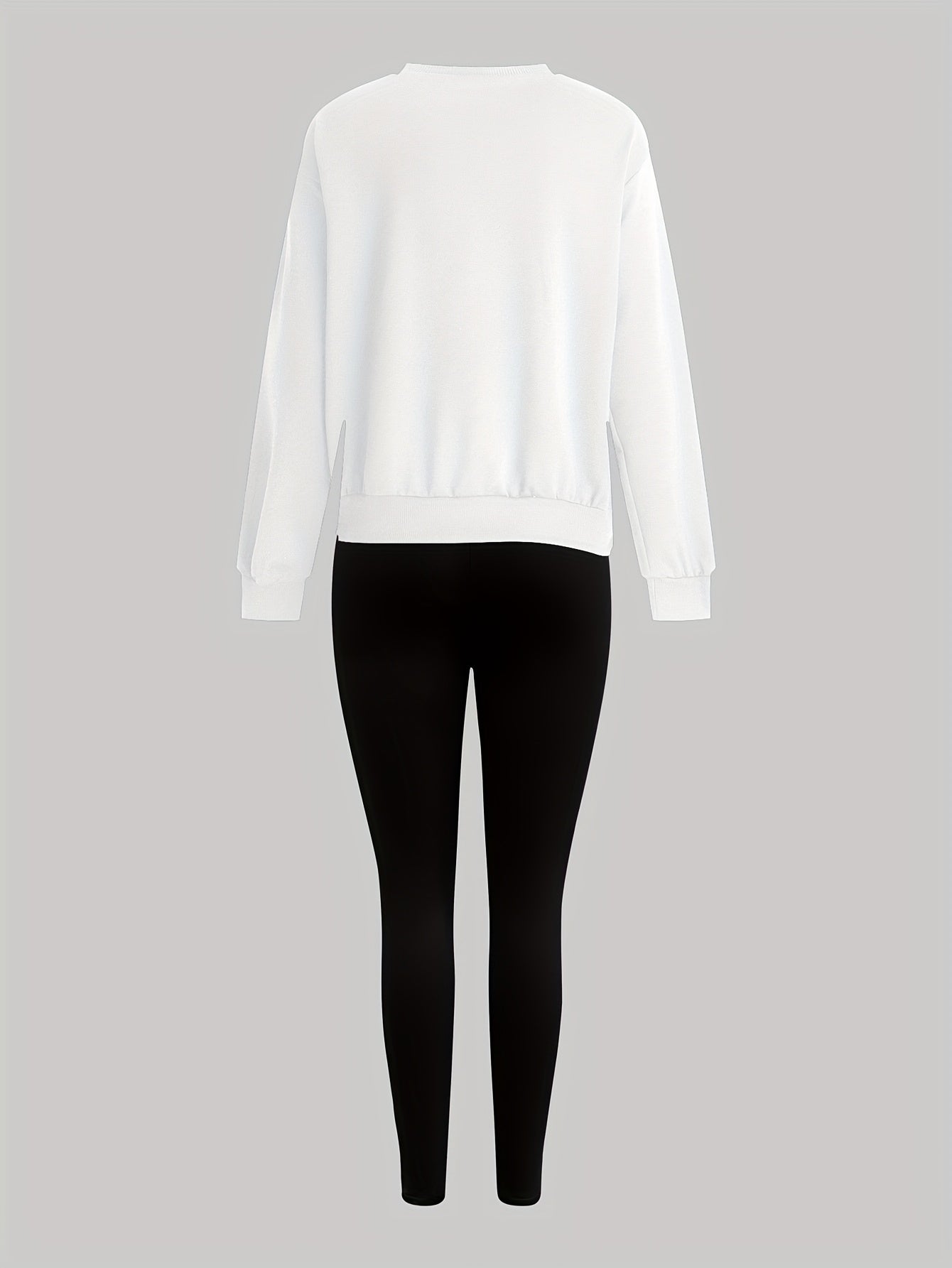 Elvanys | 2-delige set voor dames bestaande uit een sweatshirt en legging – Comfortabele outfit met ronde hals en lange mouwen voor de herfst/winter