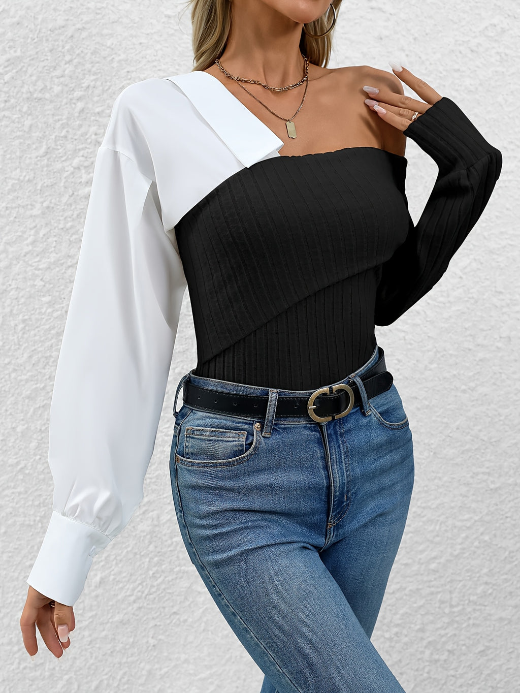 Ianthe | Casual damesoverhemd met kleurblokken – Elegant model met lange mouwen