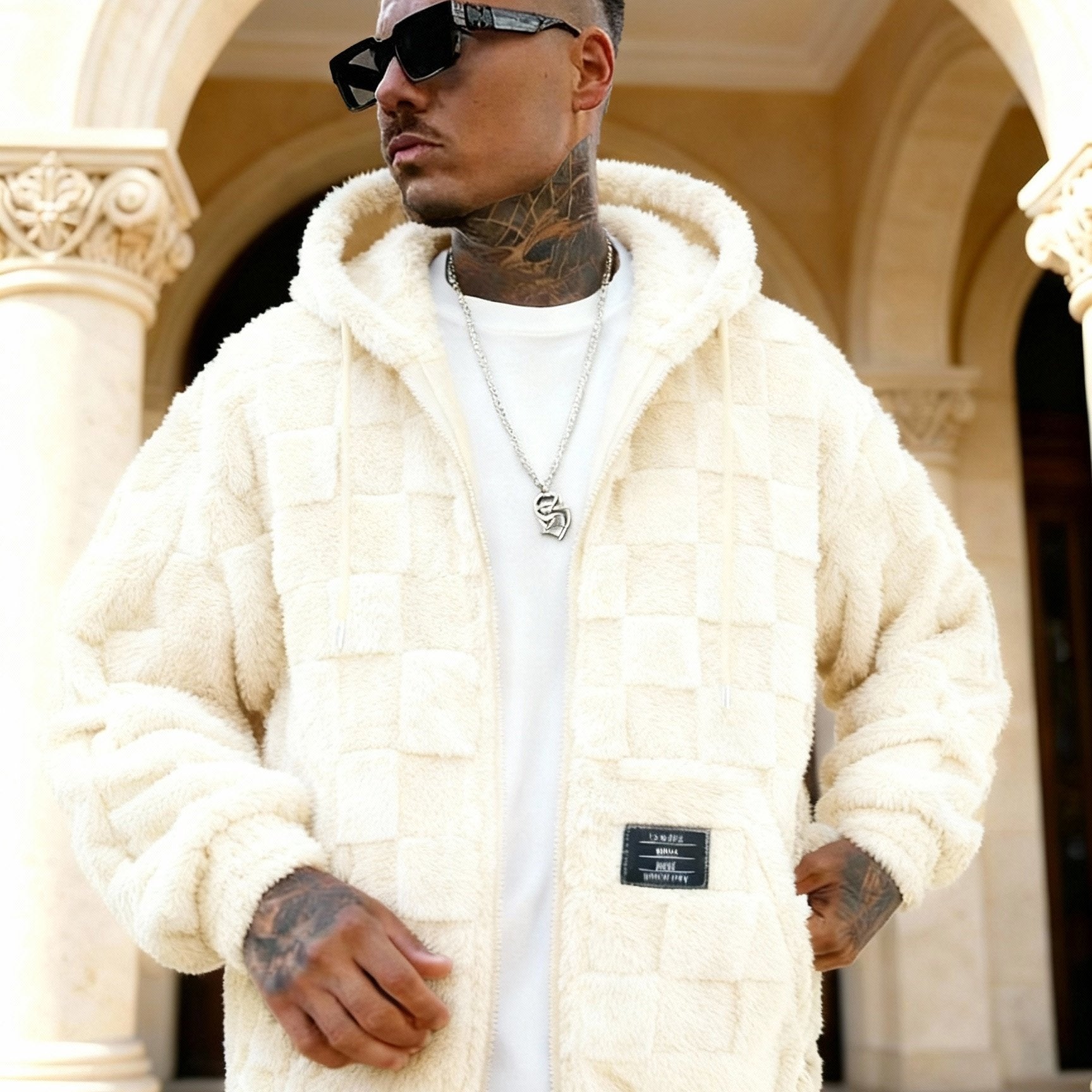 Einarsson | Herenjas met capuchon, warm, pluche, ritssluiting, casual, comfortabel