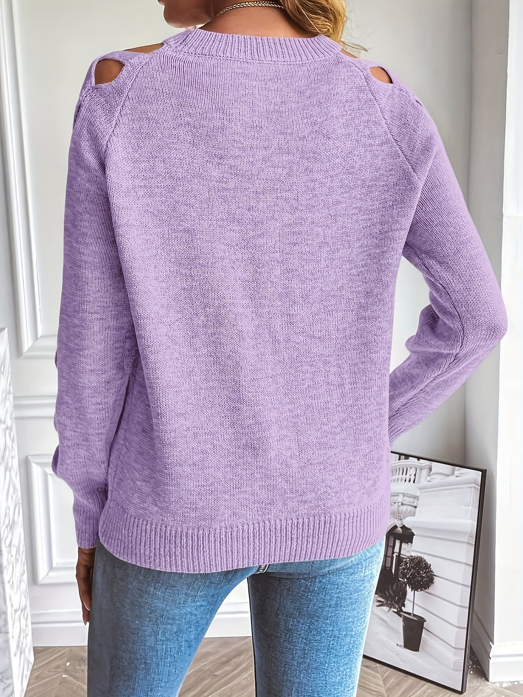 Ardelle | Dames Effen Pullover met Opengewerkte Mouwen – Lichtgewicht Gebreide Top