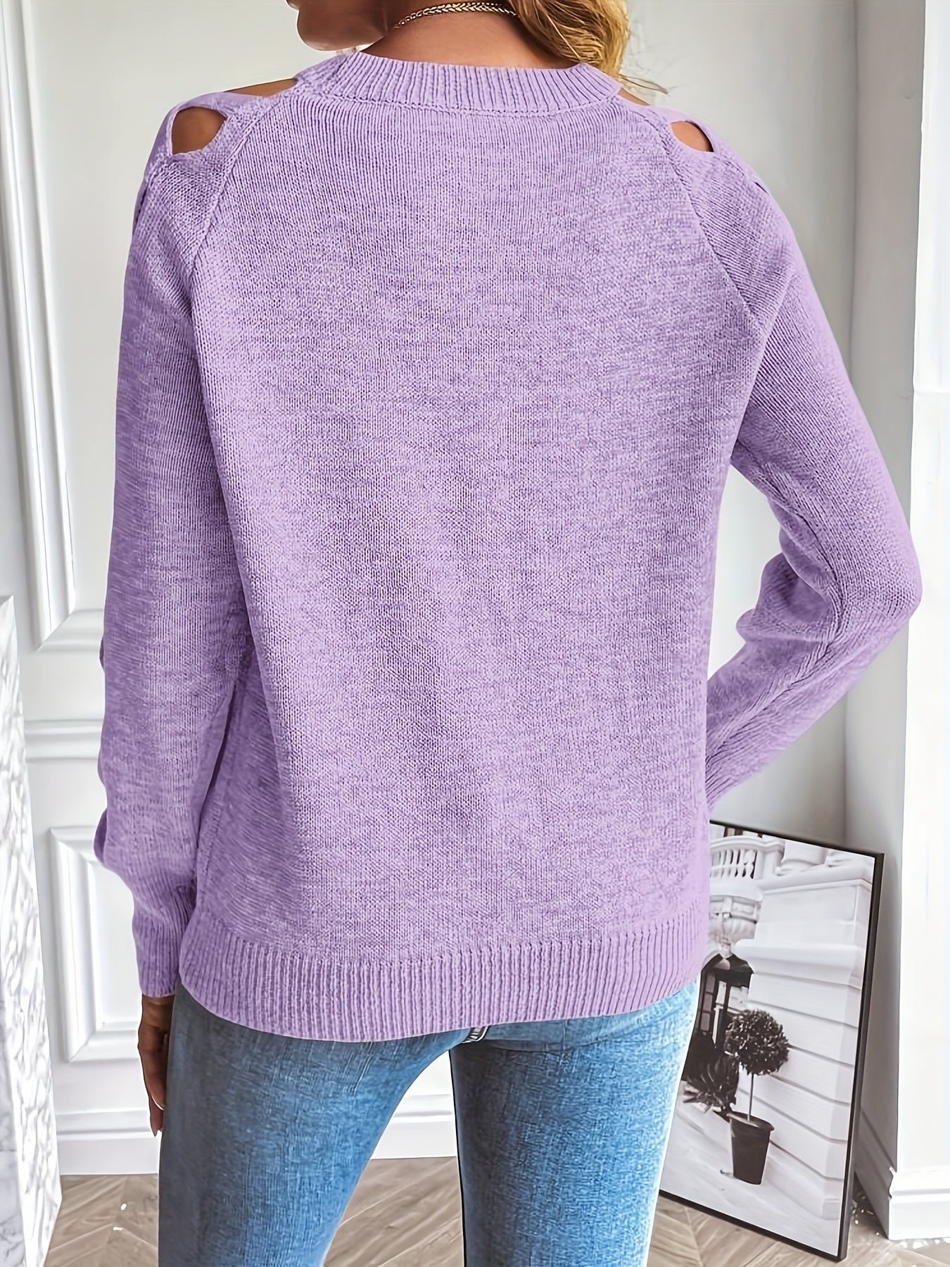 Ardelle | Dames Effen Pullover met Opengewerkte Mouwen – Lichtgewicht Gebreide Top