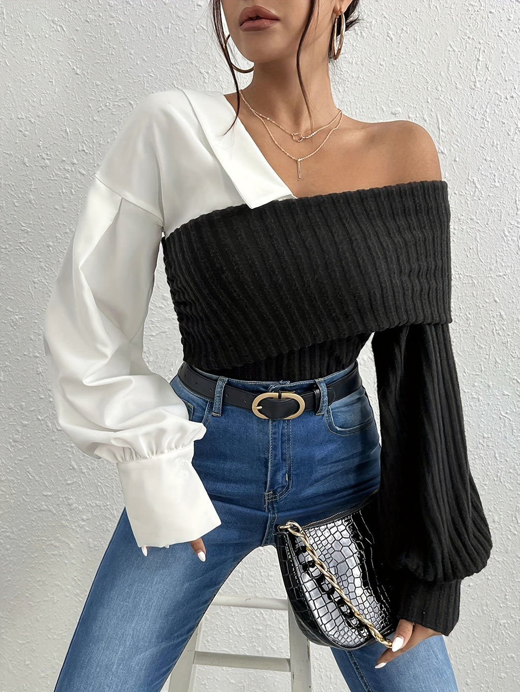 Ianthe | Casual damesoverhemd met kleurblokken – Elegant model met lange mouwen