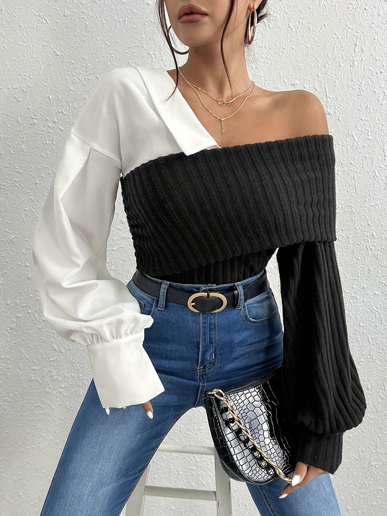 Ianthe | Casual damesoverhemd met kleurblokken – Elegant model met lange mouwen
