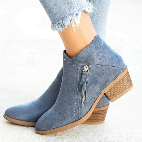 Comforra | Bottines orthopédiques en cuir pour femme - Daim, fermeture éclair latérale, confort optimal