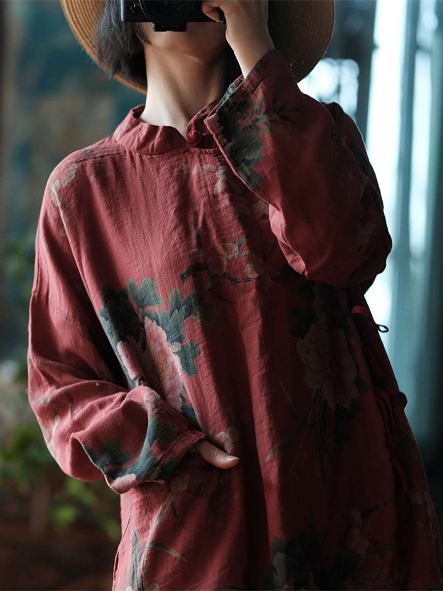 Telvyn | Retro bloemenprint, losvallende lenteblouse voor dames – Lichtgewicht, casual model met lange mouwen