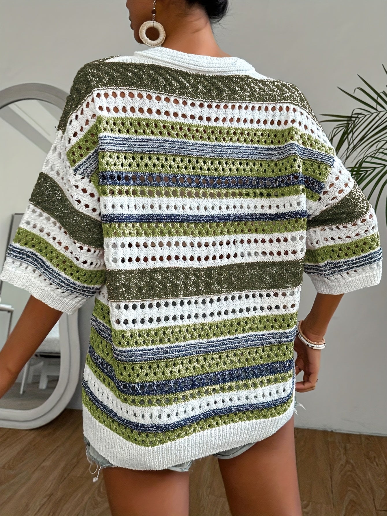 Magdalia | Oversized holle gebreide top voor dames - Grote maat top