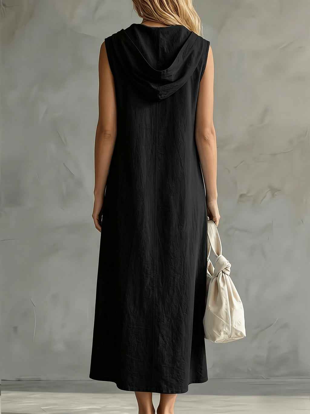 Oravyn | Zomerjurk met capuchon voor dames – Casual, ruimvallende midi-jurk met zakken