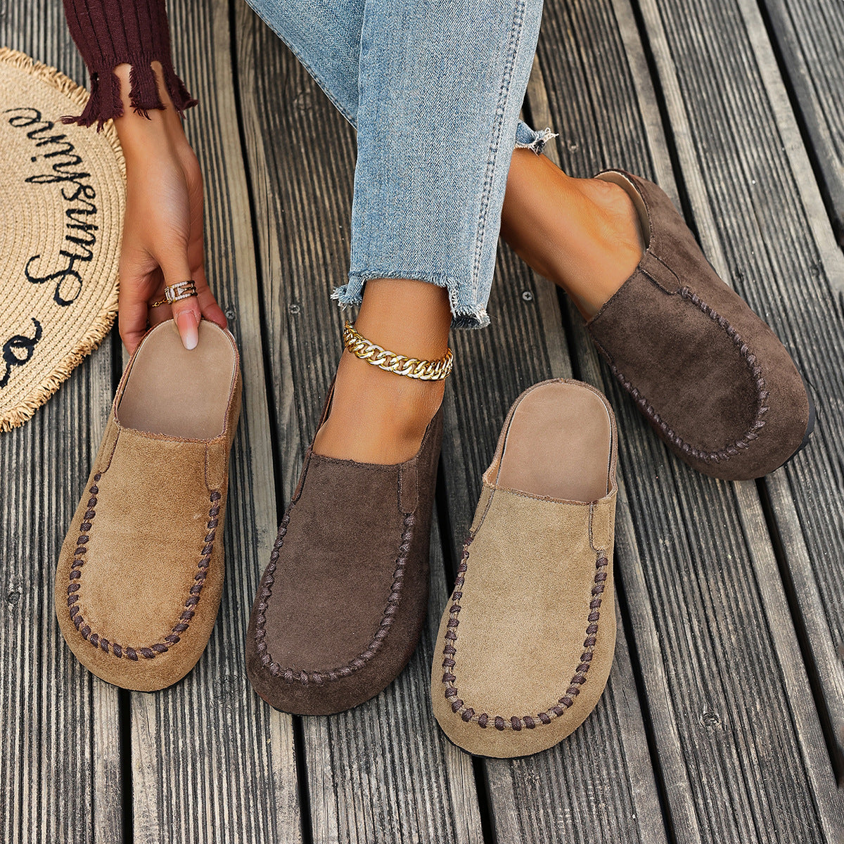 Vaelyra | Vintage comfortabele instapsandalen van leer voor dames