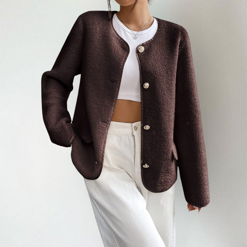 Rabea | Elegante ronde hals cardigan – zacht gebreid, lichtgewicht, met knopen of open voorkant