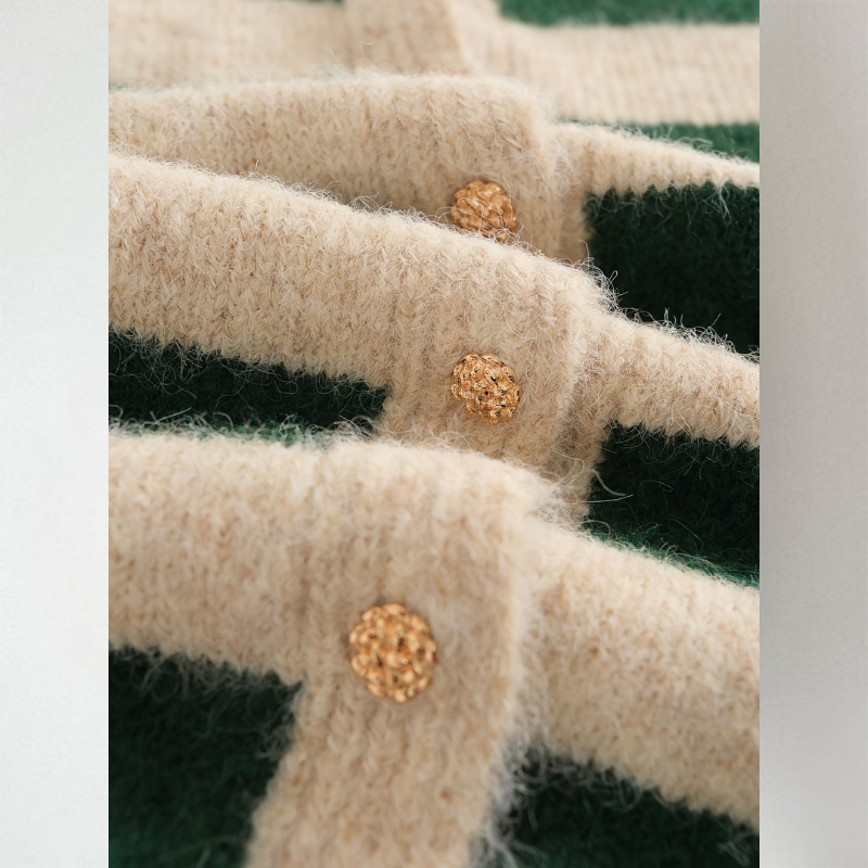 Rieke | Dames Elegante Gestreepte Cardigan – Zacht Gebreid, Lichtgewicht