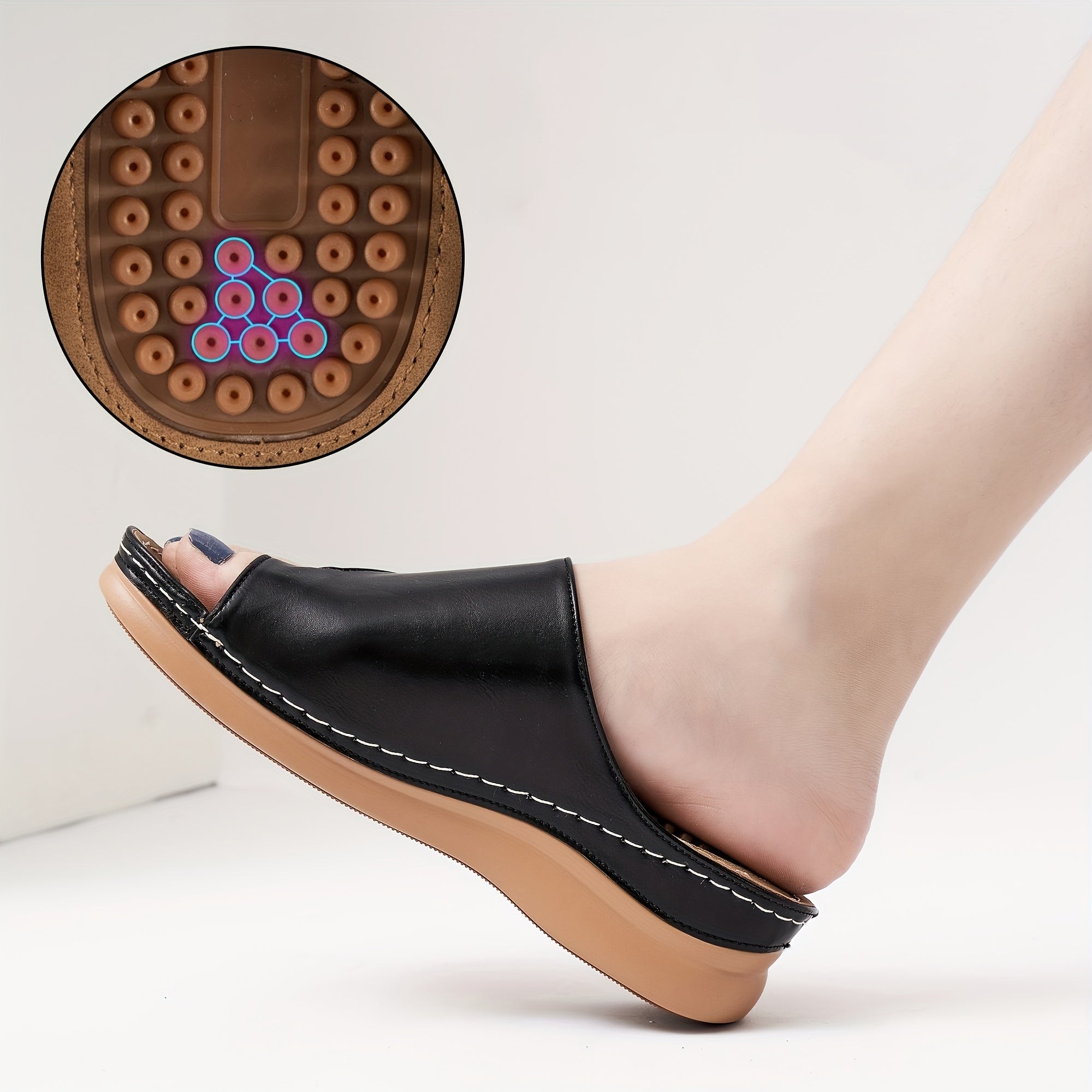 OrthoSlide | Pantoufles de massage orthopédiques pour femmes - Sandales avec soutien de la voûte plantaire