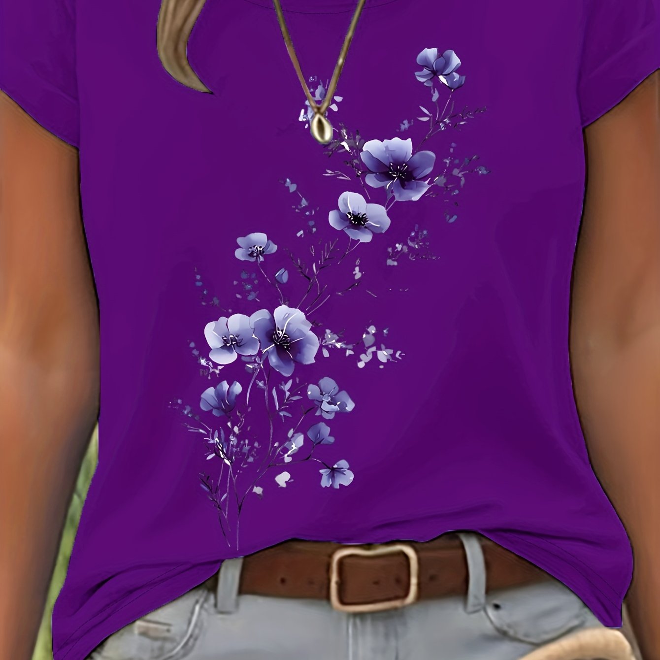 Vionyxen | Dames-T-shirt met bloemenprint in aquarelstijl – Casual zomertop