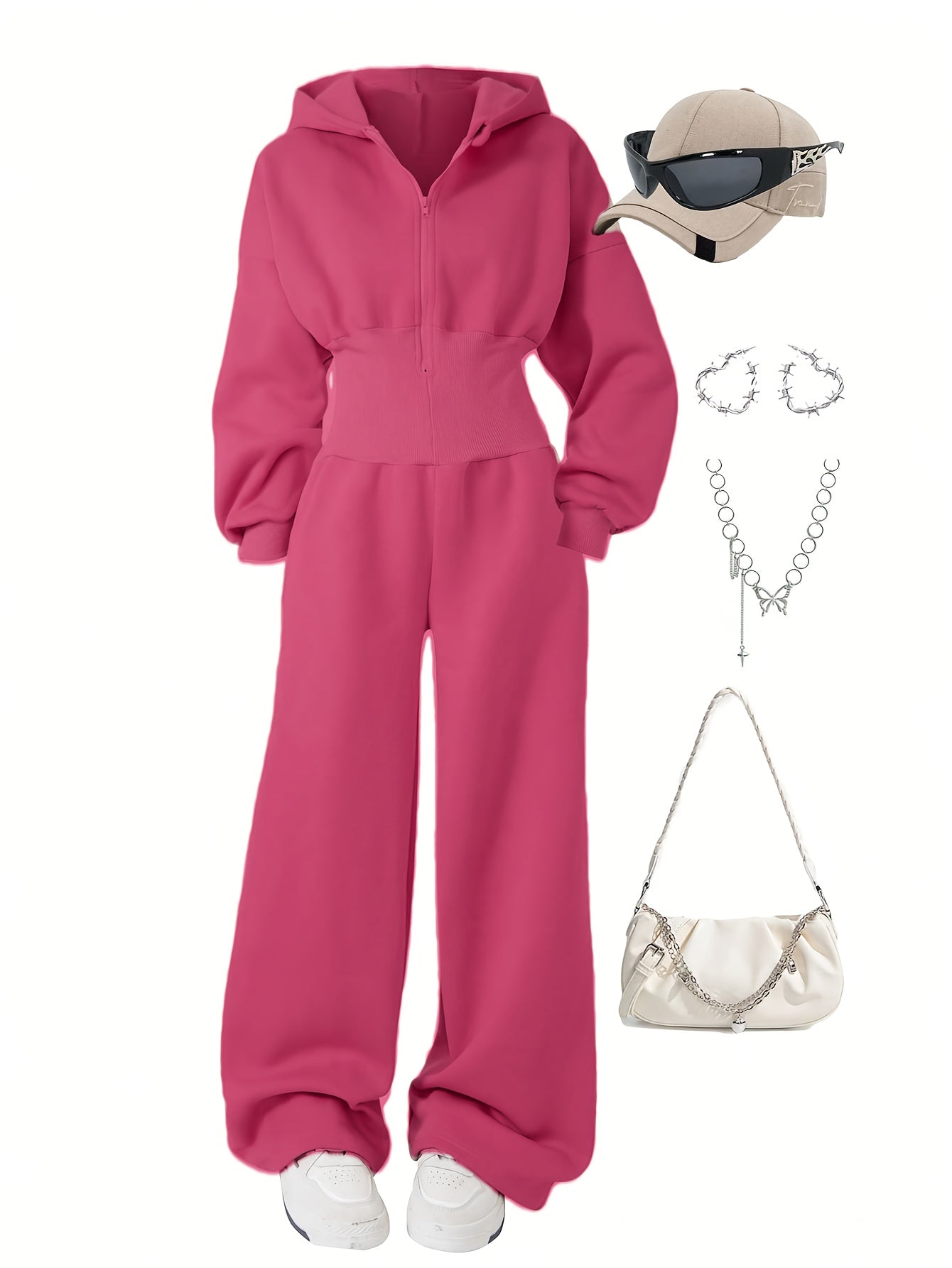 Quivara | Dames jumpsuit met capuchon en hoge taille – Casual, lounge, streetwear outfit