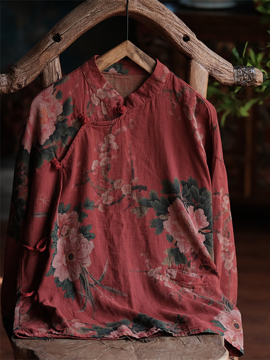 Telvyn | Retro bloemenprint, losvallende lenteblouse voor dames – Lichtgewicht, casual model met lange mouwen