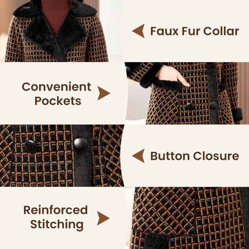 Nevia | Manteau d'hiver élégant et chaud avec poches et doublure douce – col en fausse fourrure, stylé et confortable