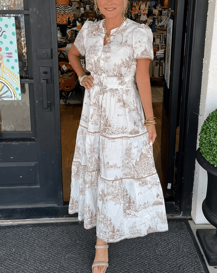 Qexina | Maxi-jurk voor dames – Casual elegante zomerjurk met korte mouwen