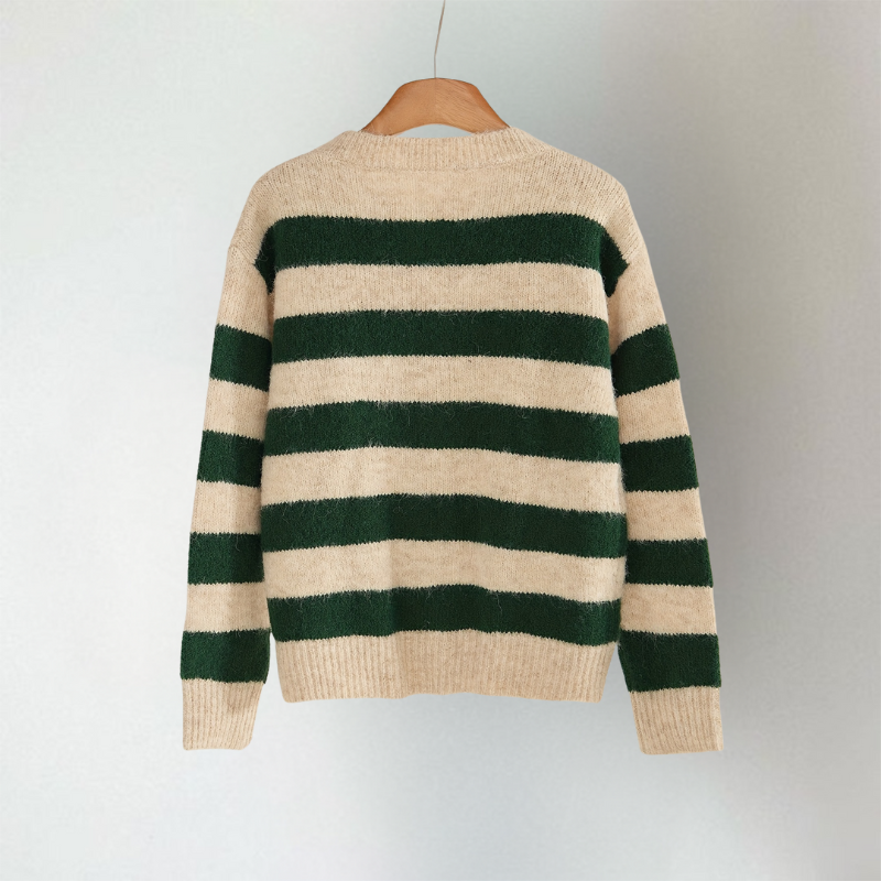 Rieke | Dames Elegante Gestreepte Cardigan – Zacht Gebreid, Lichtgewicht