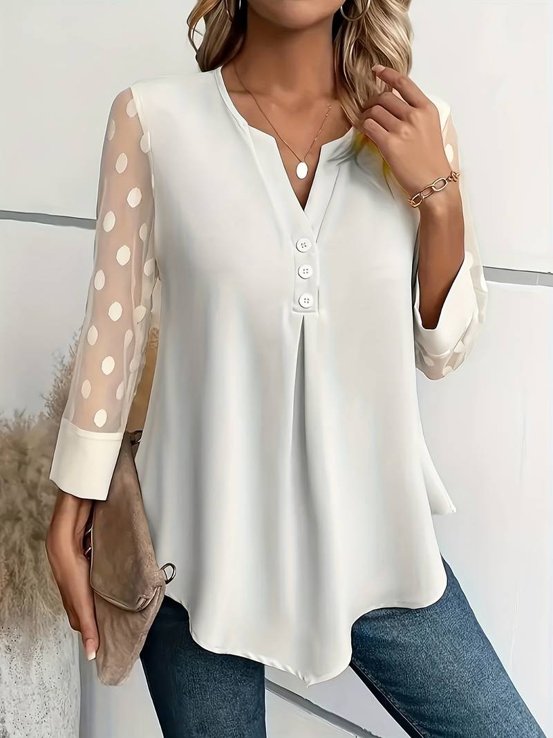 Kariselle | Elegante blouse van mesh met lange mouwen voor dames - Chique & ademende top