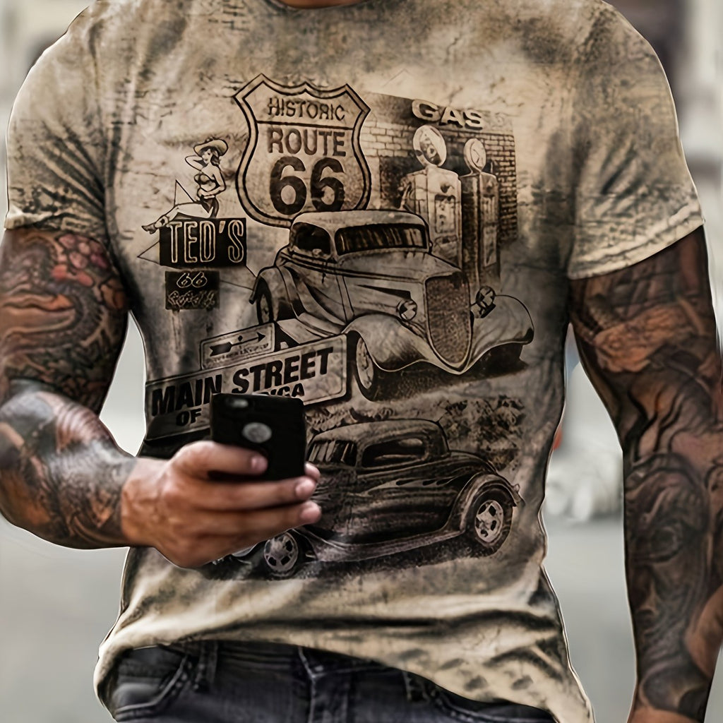 Galvian | Heren Grafisch Zomer T-shirt – Lichtgewicht Bedrukt Shirt met Korte Mouwen