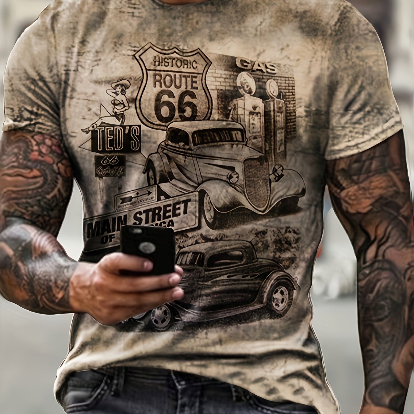 Galvian | Heren Grafisch Zomer T-shirt – Lichtgewicht Bedrukt Shirt met Korte Mouwen