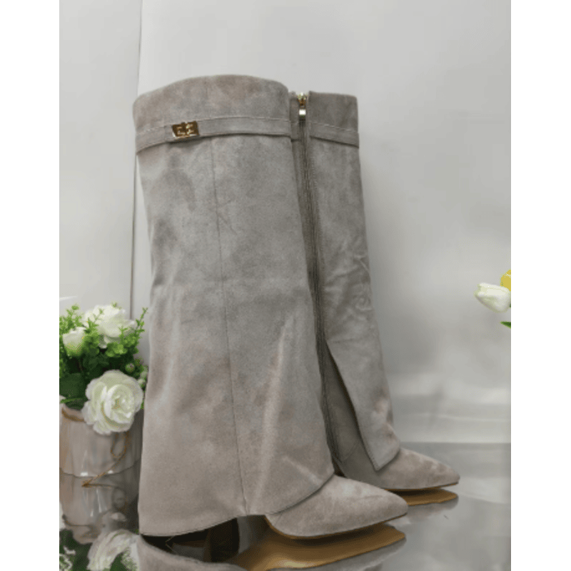 Tallure | Kniehohe Wildlederstiefel für Damen – weite Passform, bequemer Reißverschluss