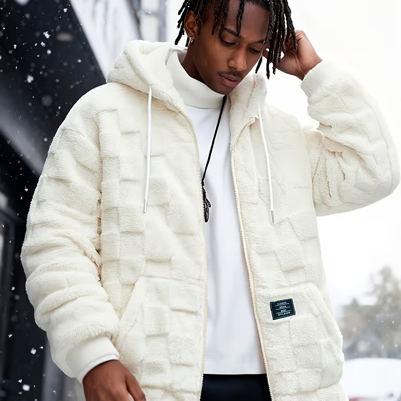 Einarsson | Herenjas met capuchon, warm, pluche, ritssluiting, casual, comfortabel