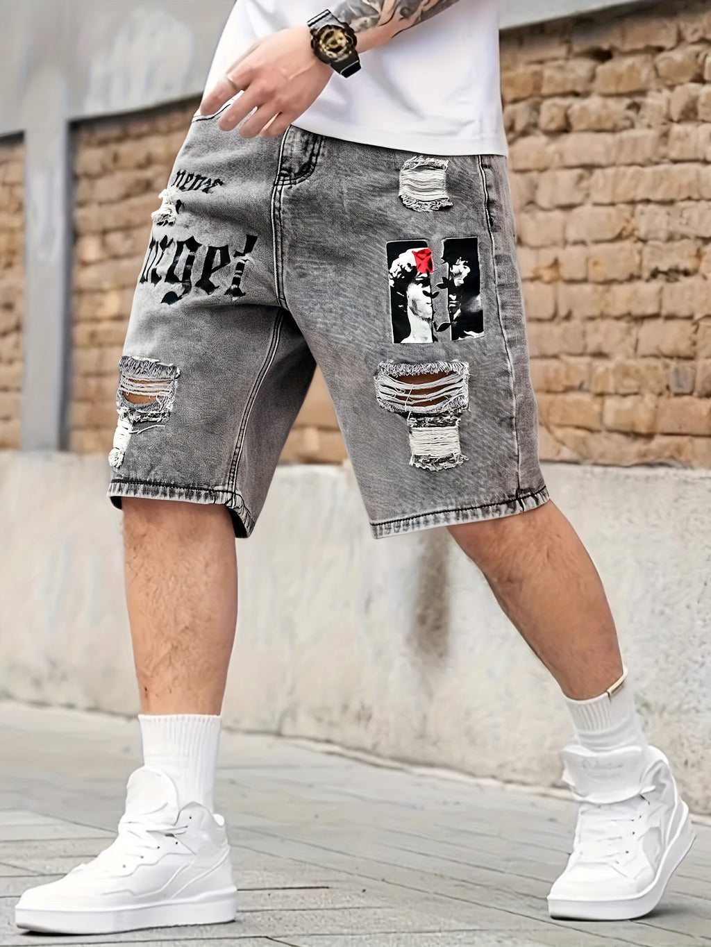 Therix | Heren-jeansshort met verweerde look – gescheurd, losse pasvorm