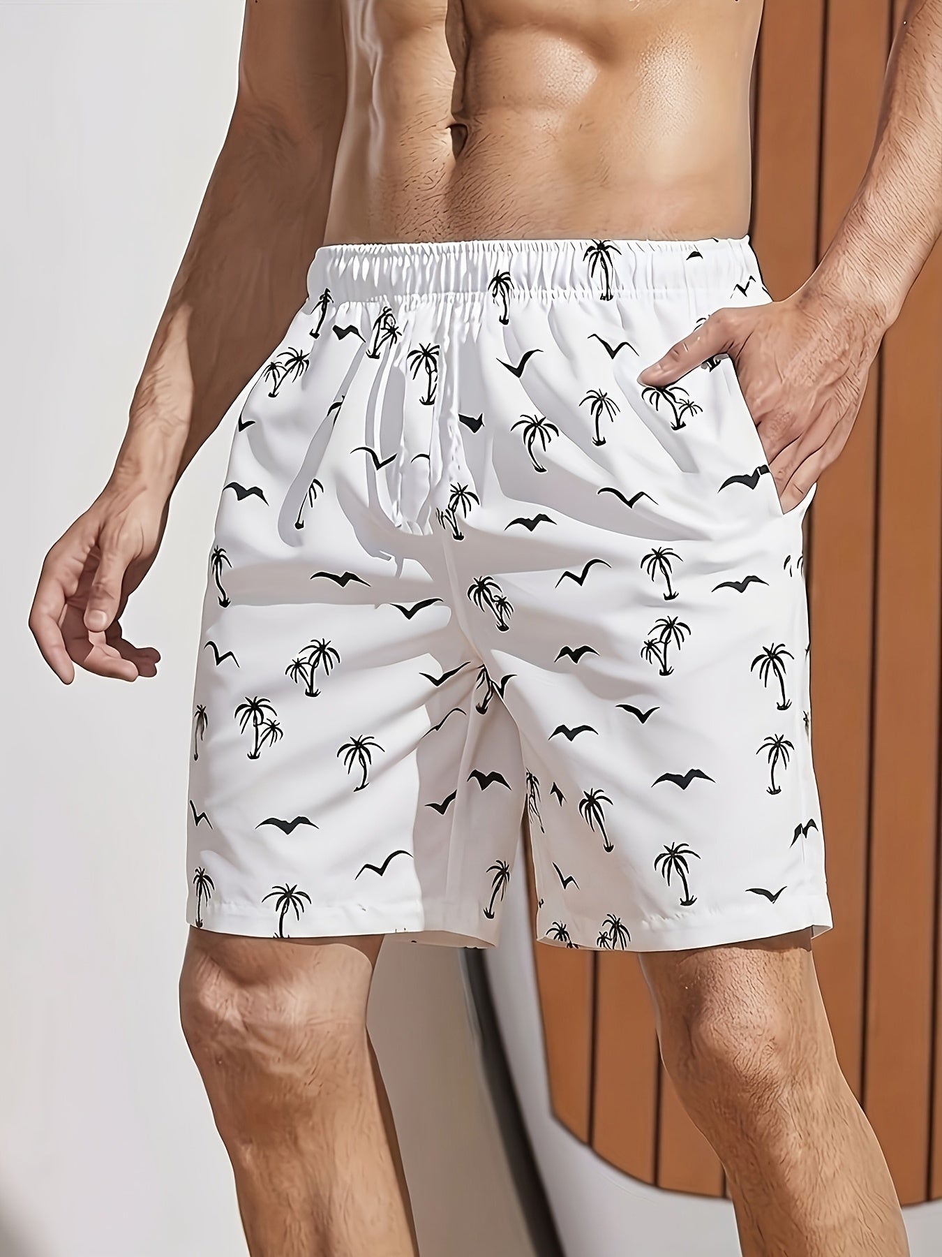 Elrico | Sneldrogende heren strandshort met palmboomprint, lichtgewicht en ademende zwembroek