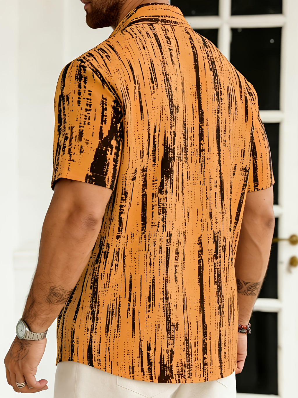 Axion | Heren Tie-Dye Shirt met Korte Mouwen – Ademend, Knopen aan de Voorzijde
