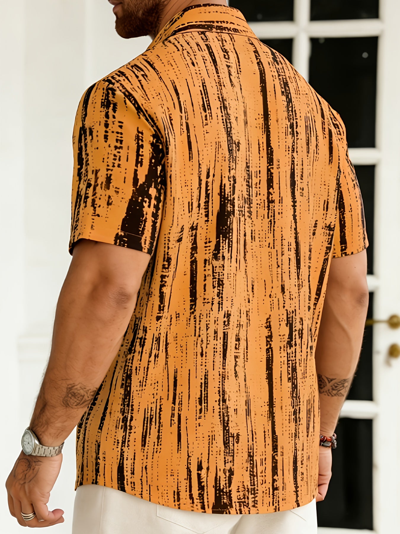 Axion | Heren Tie-Dye Shirt met Korte Mouwen – Ademend, Knopen aan de Voorzijde