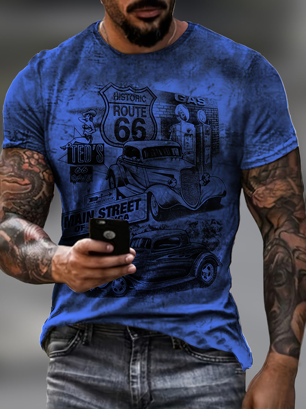 Galvian | Heren Grafisch Zomer T-shirt – Lichtgewicht Bedrukt Shirt met Korte Mouwen
