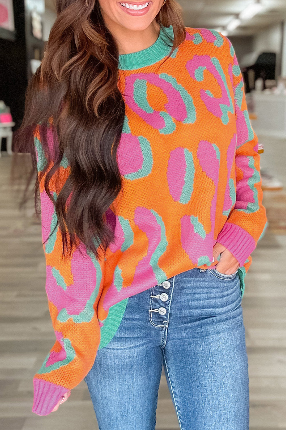 Brynoria | Pull colorblock en maille - Pull à col rond, ourlet côtelé et manches longues