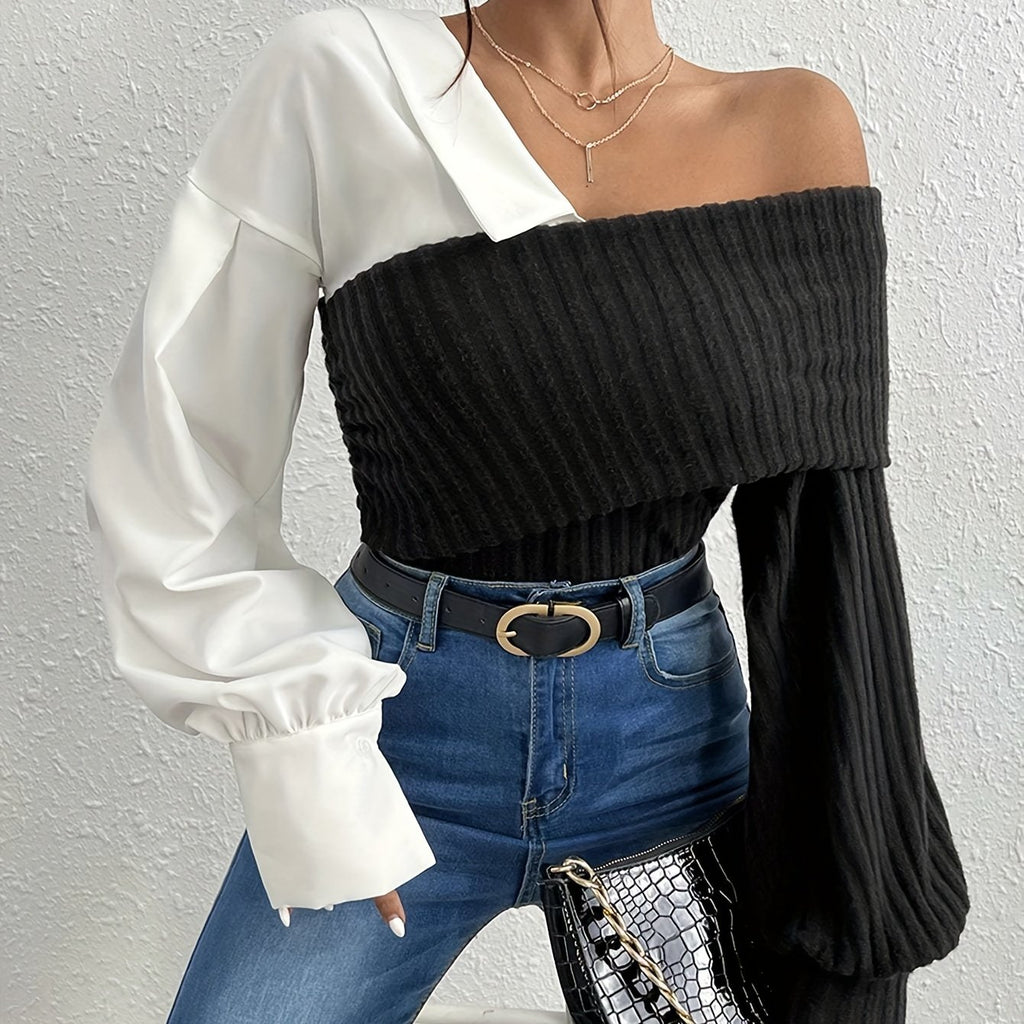 Ianthe | Casual damesoverhemd met kleurblokken – Elegant model met lange mouwen