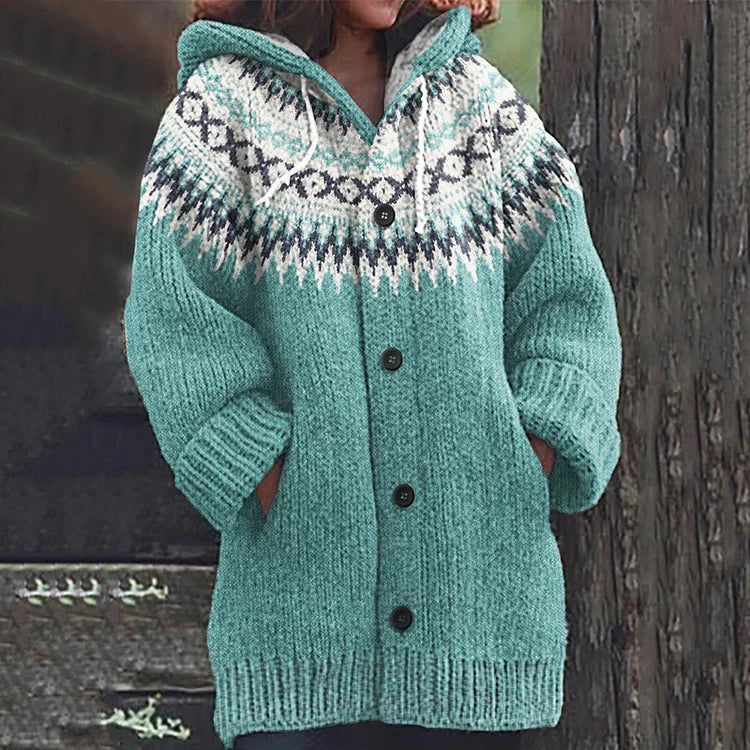 Cilia | Manteau en laine épaisse et chaude pour femme – Manteau d'hiver à motifs