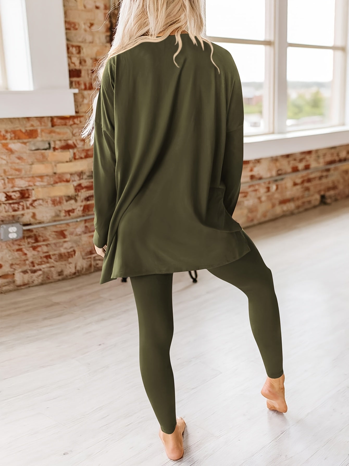 Beryss | Dames 2-delige outfit - Ontspannen pasvorm, lange mouwen, top en leggings, casual herfstkleding