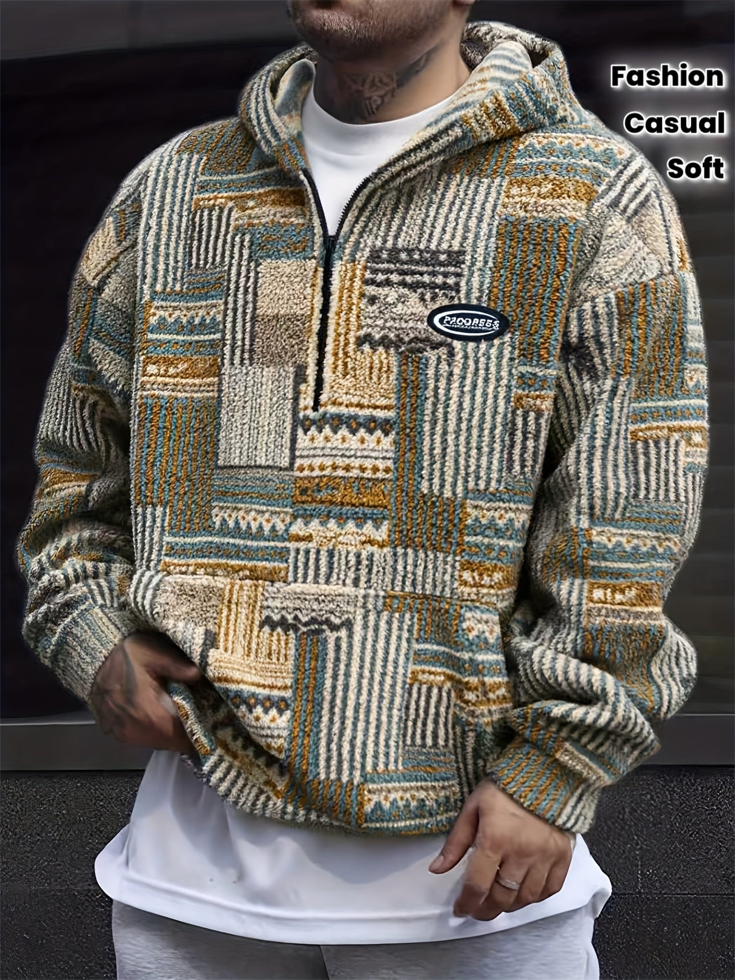 Heryn | Trendy herensweatshirt met capuchon, ritssluiting en grote zakken