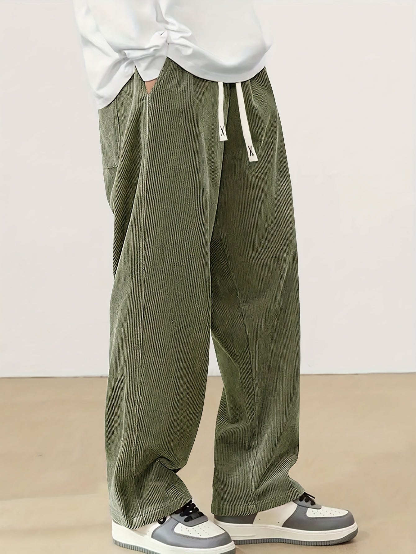 Corvian | Heren Corduroy Broek met Trekkoord – Rechte Casual Sweatpants voor Lente & Herfst