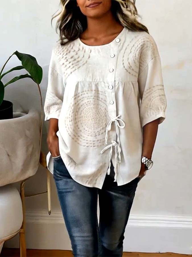 Orlyssia | Luchtige blouse voor dames – Asymmetrische knoopsluiting, lichtgewicht casual elegante top