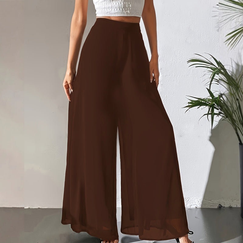 Xirelia | Wijde Chiffon Damesbroek – Luchtige en Zwierige Pantalon Casual Zomerse Palazzo Broek