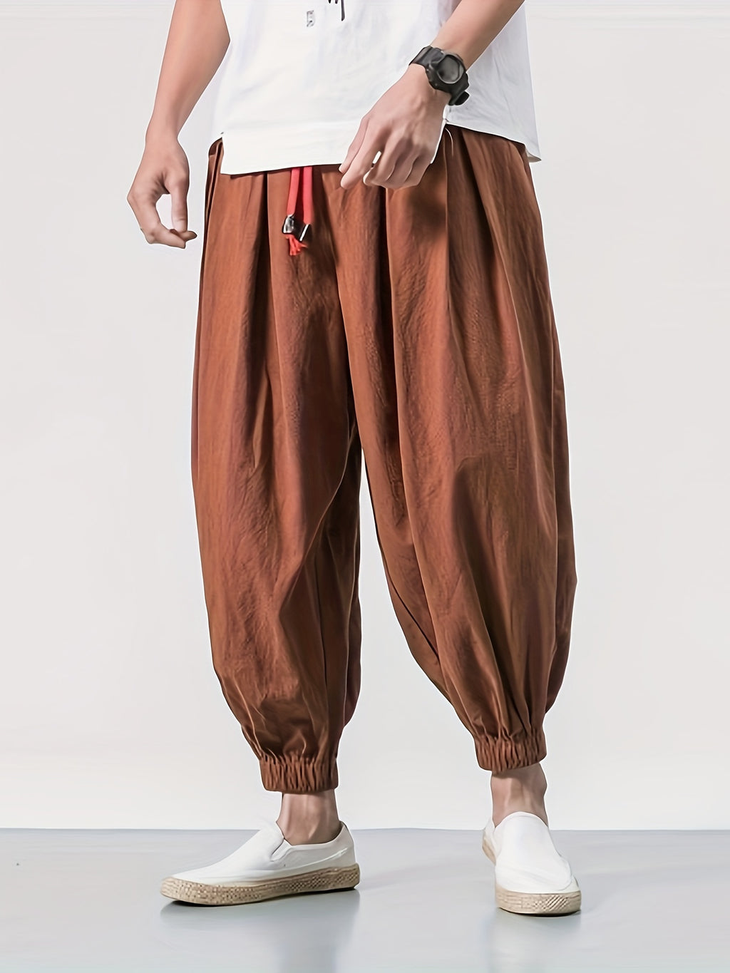 Rhaegar | Schwarze Leinenhose für Herren – leicht, lockere Passform, elastischer Bund, Kordelzug