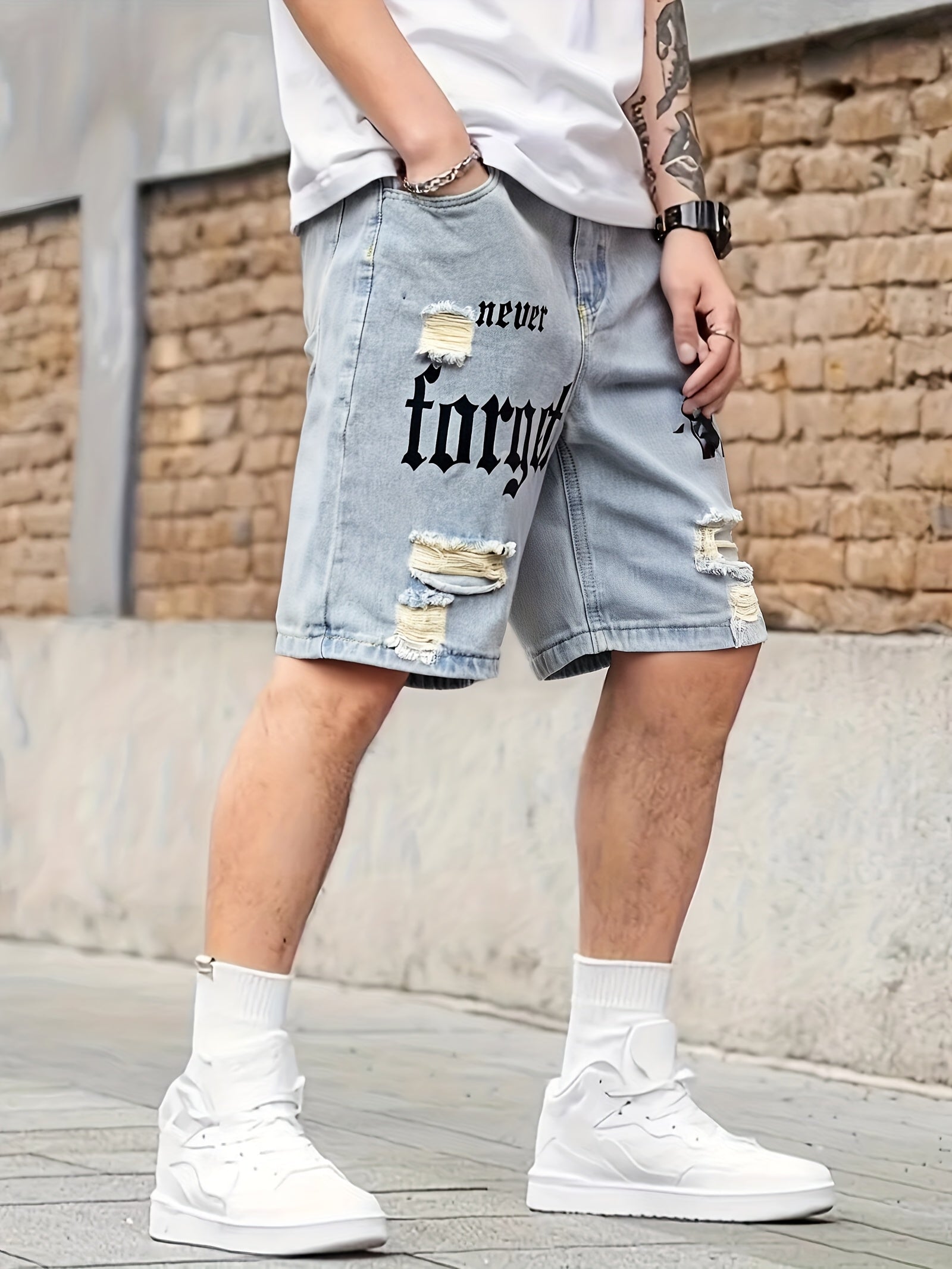 Therix | Heren-jeansshort met verweerde look – gescheurd, losse pasvorm