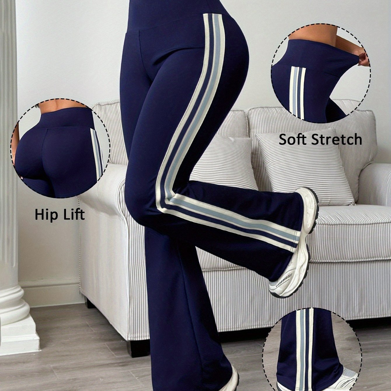 Alinae | Kleurrijke hardloopbroek voor dames – Uitlopende sportlegging, compressiepasvorm, heupverhogend