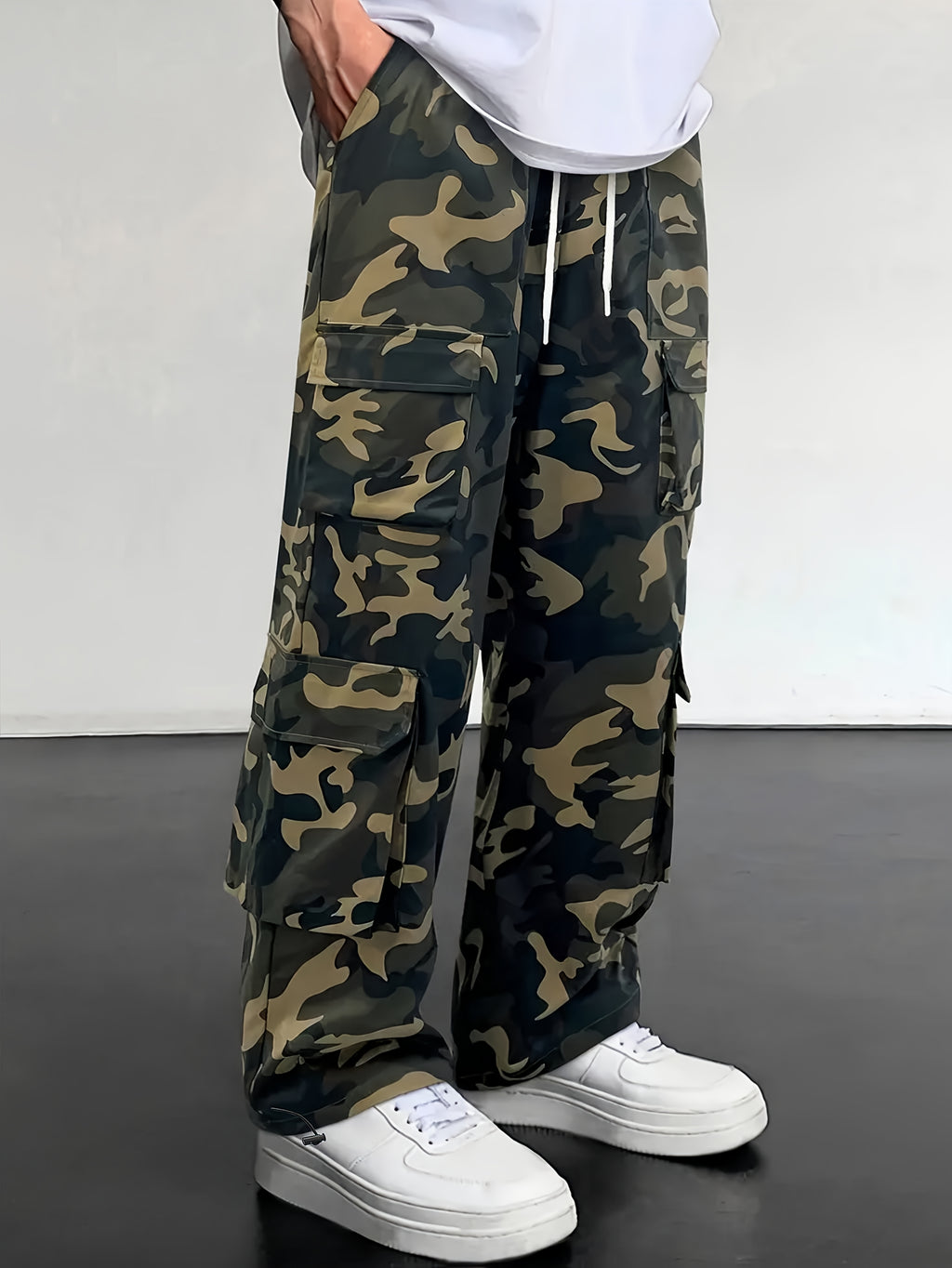 Alvor | Heren Camouflage Cargo Broek – Broek met Meerdere Zakken, Wijde Pijpen